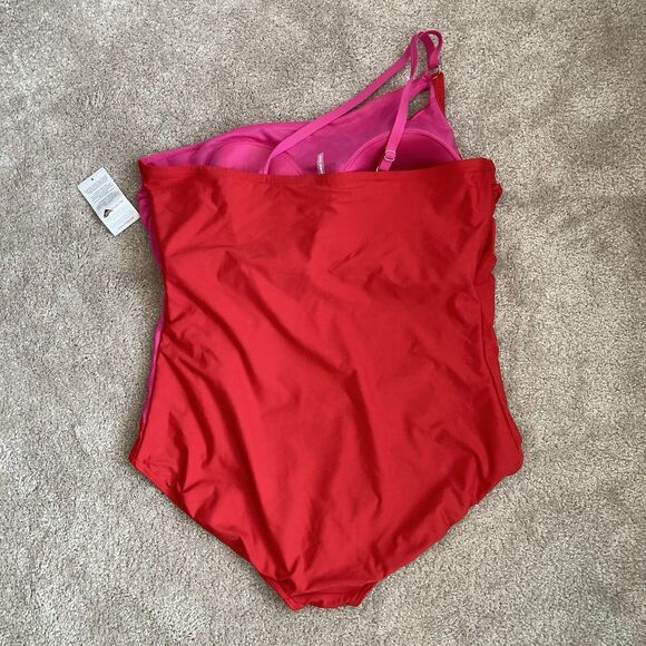 Lands End One Piece Swimsuit Womens Plus Size 24W Tummy Control One Shoulder - Picture 7 of 10